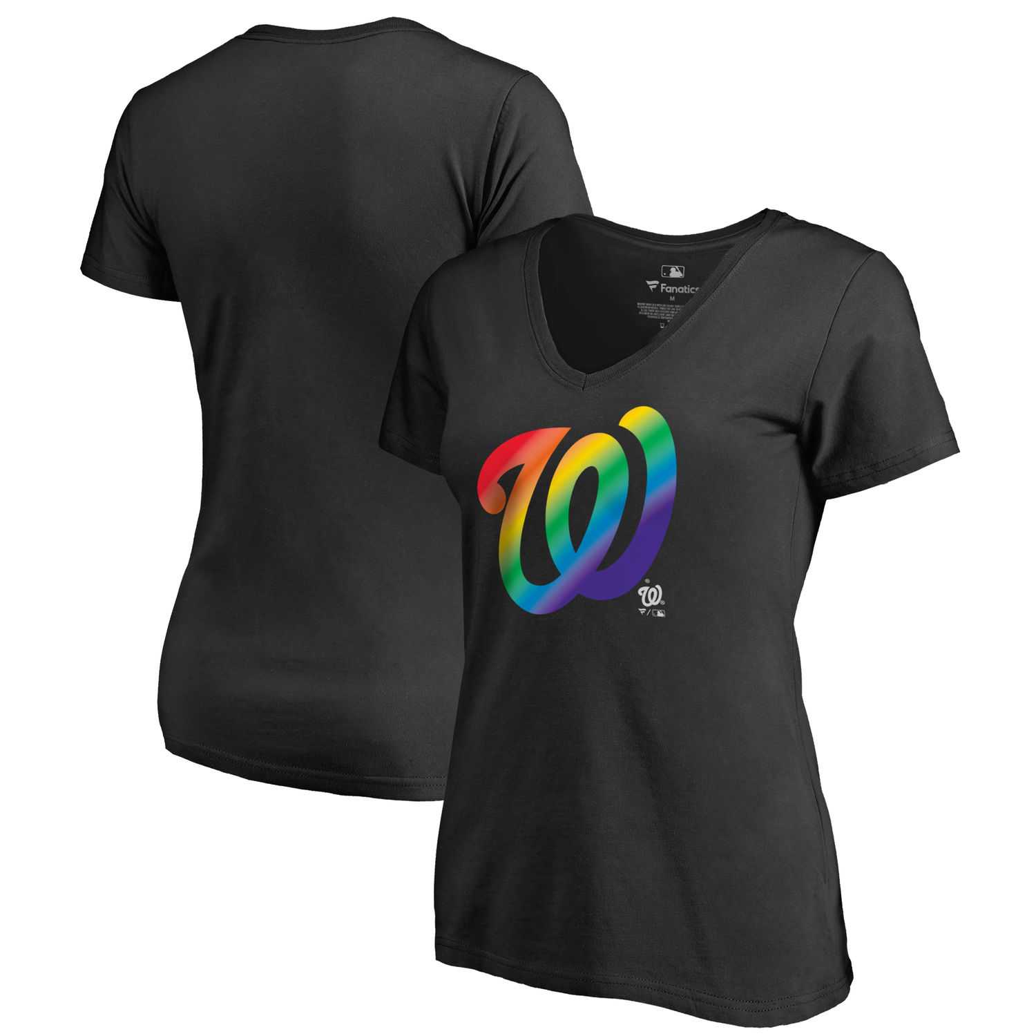 Women Washington Nationals Fanatics Branded Pride Black T Shirt Fyun